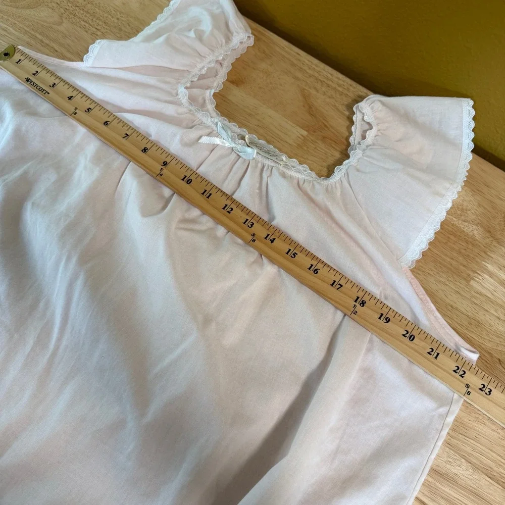 Vintage Sears Cachet Pink Lace Flutter Sleeve Nightgown Size M Coquette Cottage - Picture 7 of 9